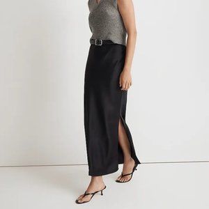 NWT MADEWELL Satin Maxi Slip Skirt Black 6